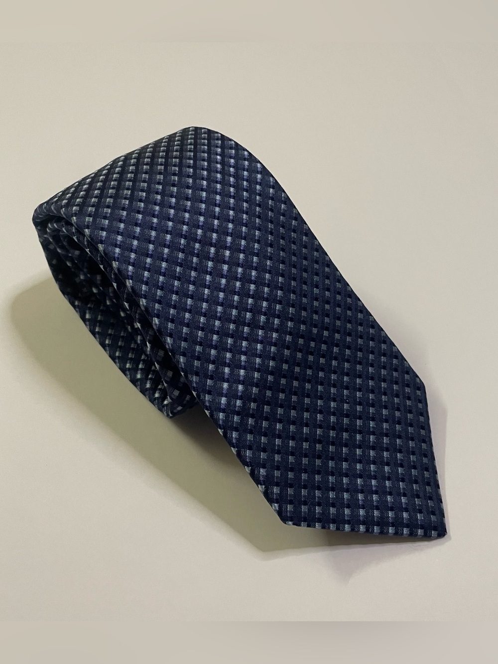 Michael Kors Navy Blue Plaid Silk Tie
